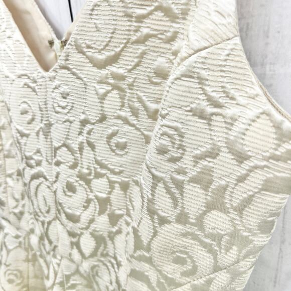 Erin Fetherston Sz 6 Cream Floral Jacquard Dress Mini Fit & Flare Sleeveless - Picture 4 of 8